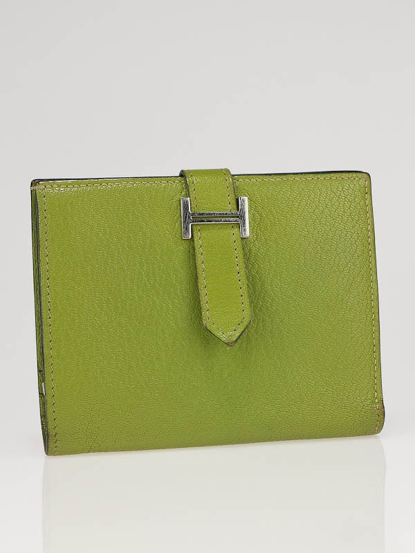 Hermes Vert Anis Swift Leather Bearn Compact Bi-Fold Wallet