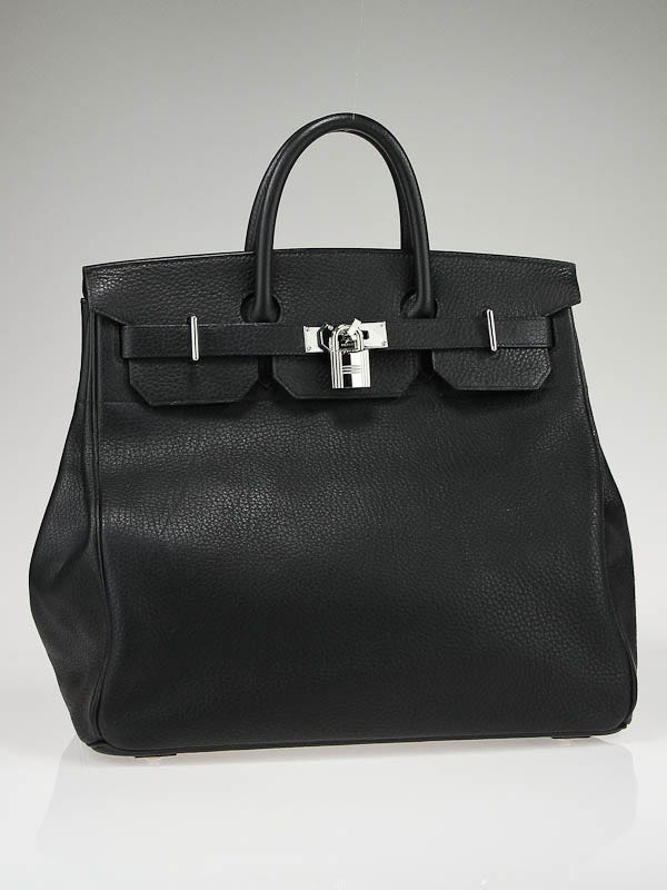 Hermes 40cm Black Clemence Leather Palladium Hardware HAC Birkin Bag