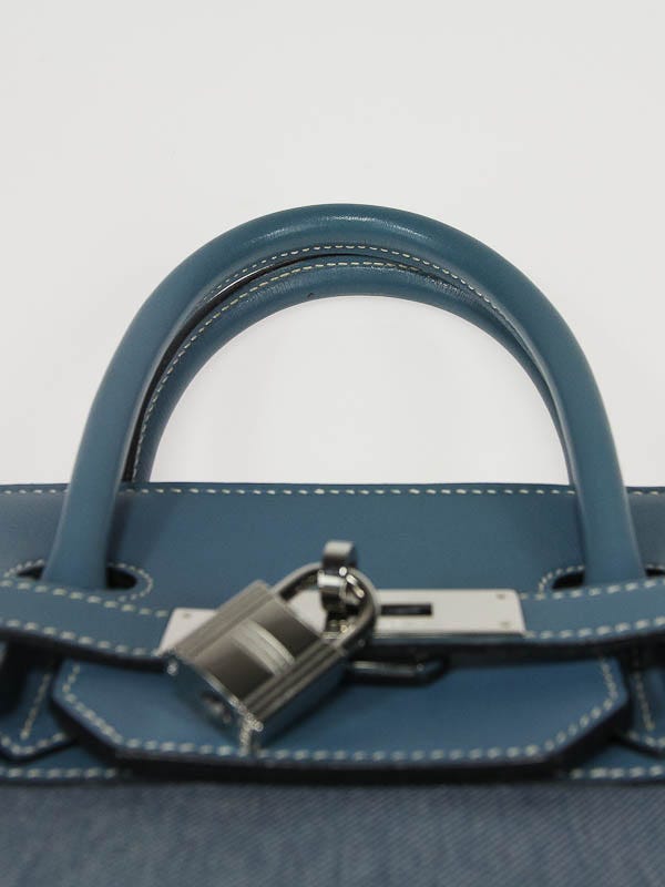 Hermes 32cm Blue Jean Swift Leather and Denim Palladium Hardware HAC Birkin  Bag - Yoogi's Closet