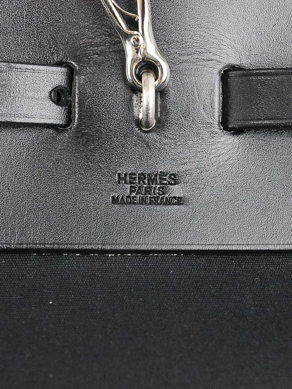 HERMES 'Herbag' bag in black, beige and off-white canvas - VALOIS VINTAGE  PARIS