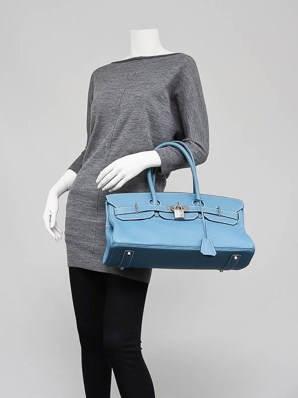 Hermes Womens Togo Leather Blue Jean JPG Birkin Shoulder Handbag