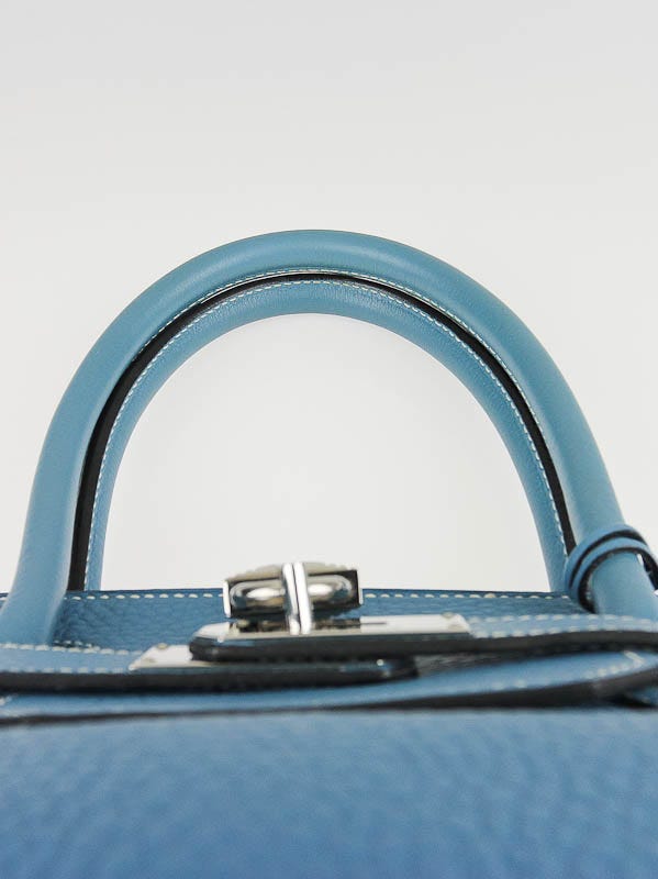Hermes Birkin 30CM Clemence Blue Jean Palladium Hardware Handbag (LPXZX)  1440200