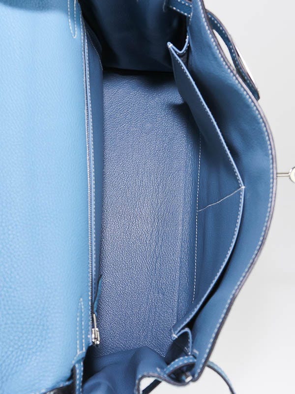 Hermes 32cm Blue Paradise Clemence Leather Palladium Plated Kelly Retourne  Bag - Yoogi's Closet