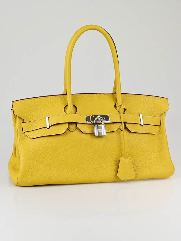 Hermes 42cm Yellow Clemence Leather Palladium Hardware JPG Shoulder Birkin  Bag - Yoogi's Closet