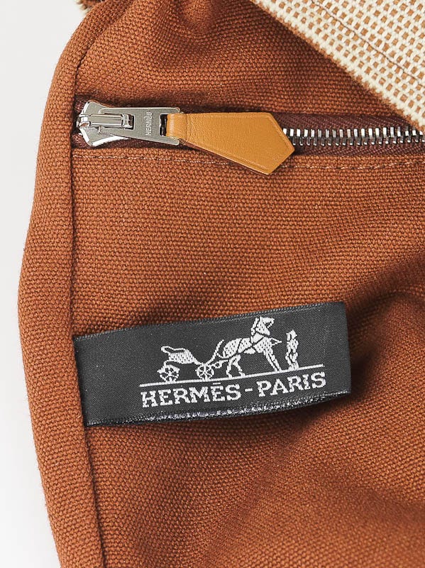 Hermes Bag Saxo PM Brown Bucket Type Mini Handbag Tote Women's Toile Ash  Canvas HERMES
