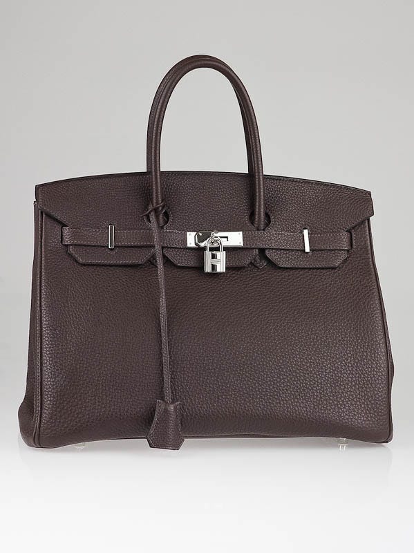 Hermes 35cm Chocolate Togo Leather Palladium Hardware Birkin Bag - Yoogi's  Closet