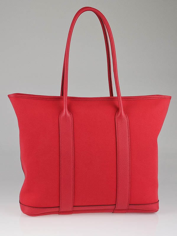 Hermes 36m Bougainvillea Toile/Buffalo Leather Garden Party Zip