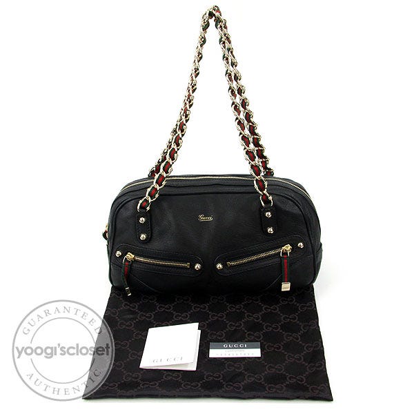 Gucci Black Leather Capri Chain Zip Shoulder Bag | Yoogi's Gucci Black Leather Capri Chain Zip Shoulder Bag | Yoogi's