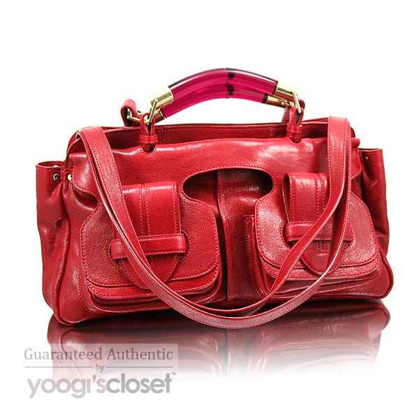 Chloe Cherry Red Leather Saskia Satchel Bag 2008