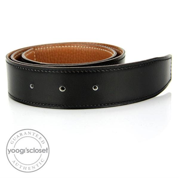 Hermes Black Box/Gold Togo Calfskin 32 mm Leather Belt Strap