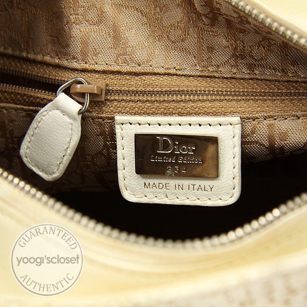 Christian Dior Limited Edition Ivory Laced Leather Lady Dior