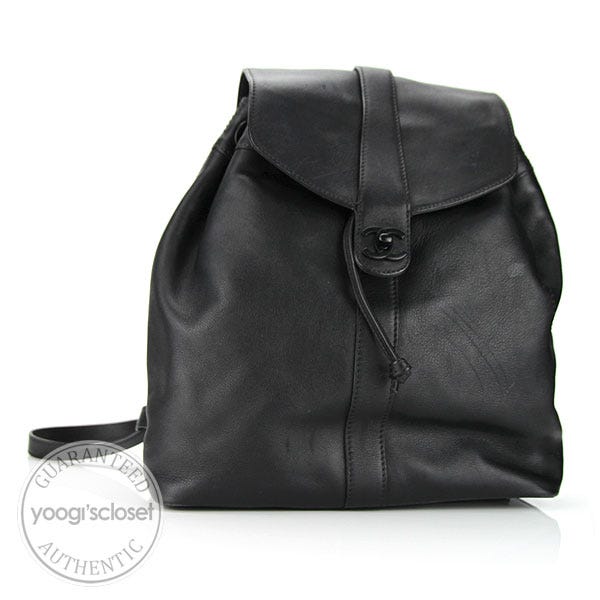 Chanel Black Leather Backpack Bag - Yoogi's Closet