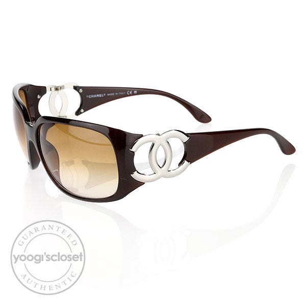 Chanel Brown Metal CC Logo Sunglasses