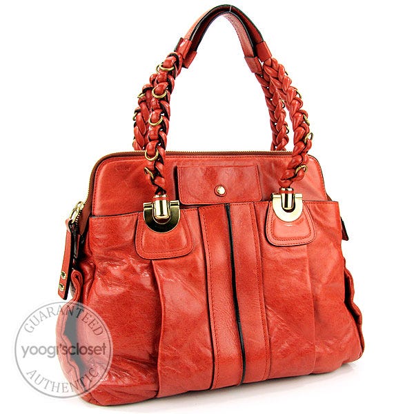 Chloe Orange Leather Heloise Satchel Bag