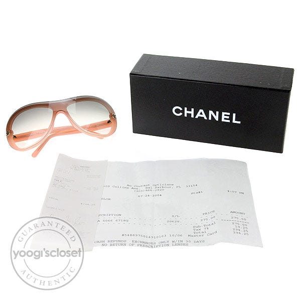 Chanel Pink Frame Grey Tint Sunglasses - Yoogi's Closet