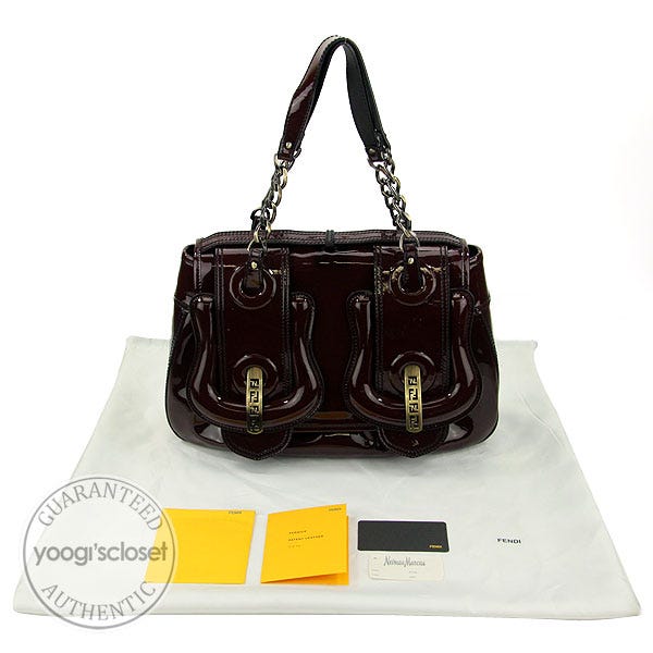 Fendi Burgandy Patent Leather B Bag - 8BN165