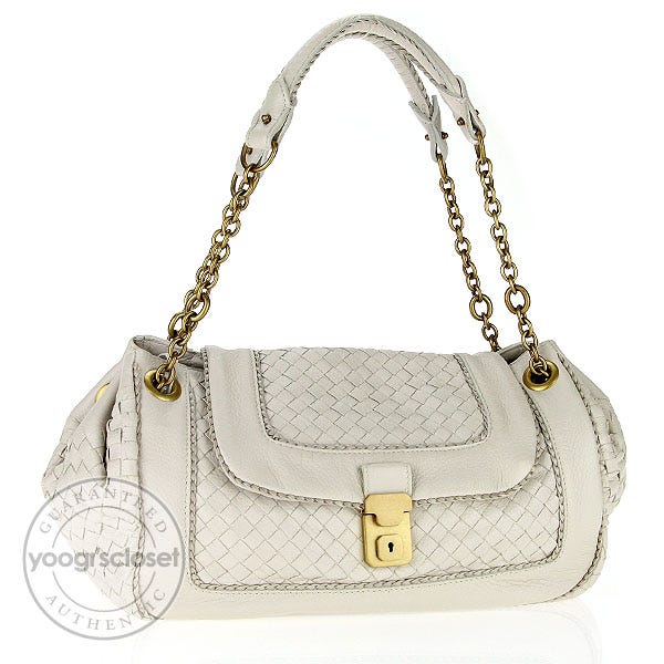 Bottega Veneta Pergamena Woven Leather Top Handle Flap Bag
