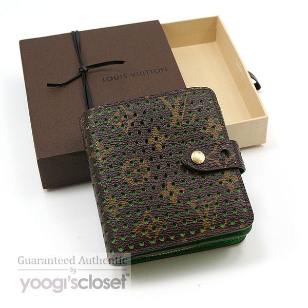 Louis Vuitton Limited Edition Monogram Perforated Green Zipped Compact  Wallet - Yoogi's Closet