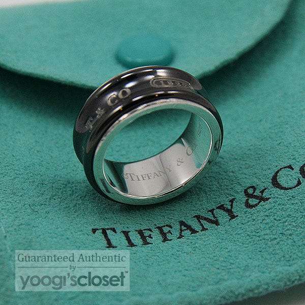 Tiffany & Co. Silver and Midnight Titanium 1837 Ring - Yoogi's Closet