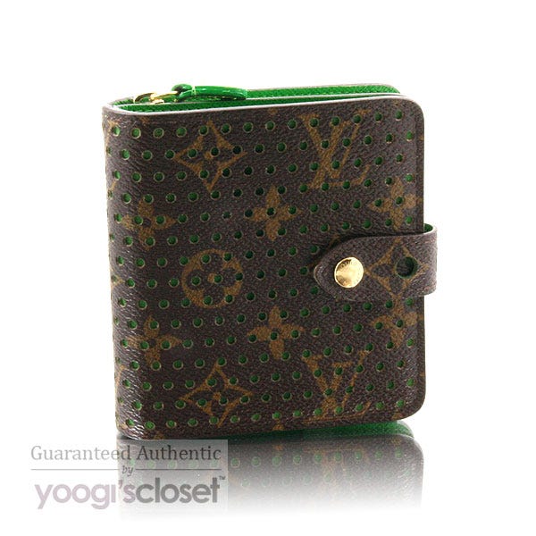 Louis Vuitton Limited Edition Monogram Perforated Green Zipped Compact Wallet