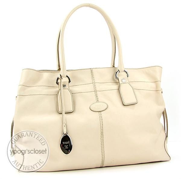 Tod's Ivory Leather New Restyling D-Bag Media Bag
