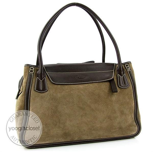 Tod's Brown Suede Satchel Tote Bag