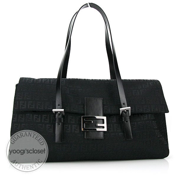 Fendi Black Zucchino Canvas East/West Shoulder Bag - 8BR205