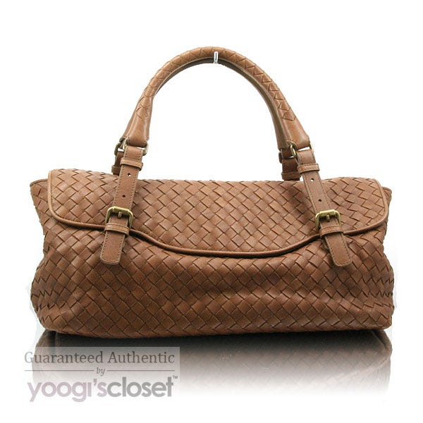Bottega Veneta Walnut Woven Satchel Flap Bag