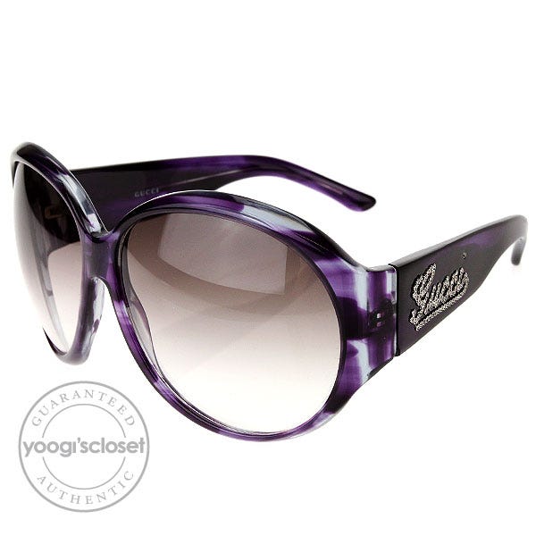 Gucci Purple and Grey Gradient Swarovski Cyrstal Logo Sunglasses