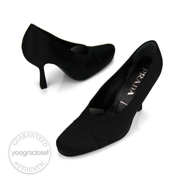 Prada Black Raso Nero Satin Heels size 7