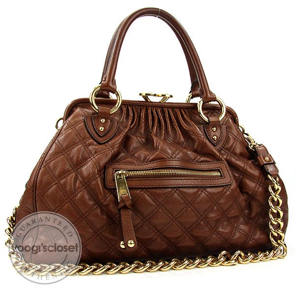 Marc Jacobs Brown Quilted Calfskin Leather Stam Bag