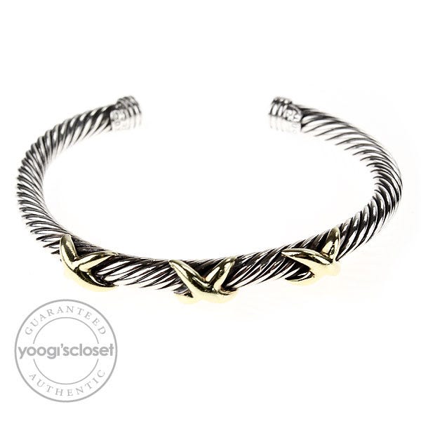 David Yurman 14k Gold and Sterling Silver Cable 5mm X Bracelet