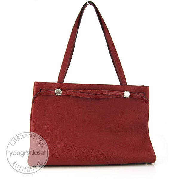 Red tote bag, togo outlets leather, made in spain