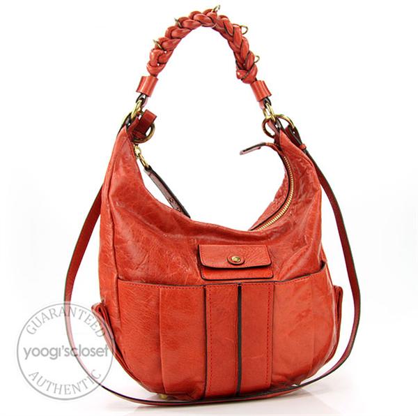 Chloe Rust Leather Heloise Zip Top Hobo Bag