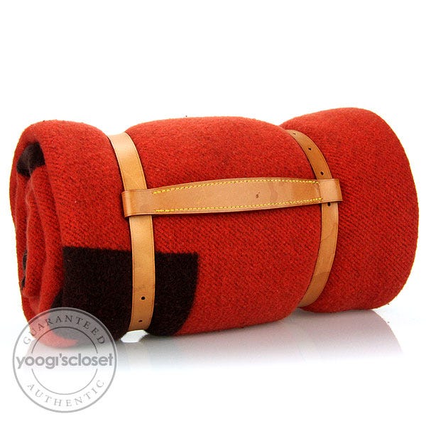 Louis Vuitton Orange and Brown Wool/Cashmere Blanket and Rug