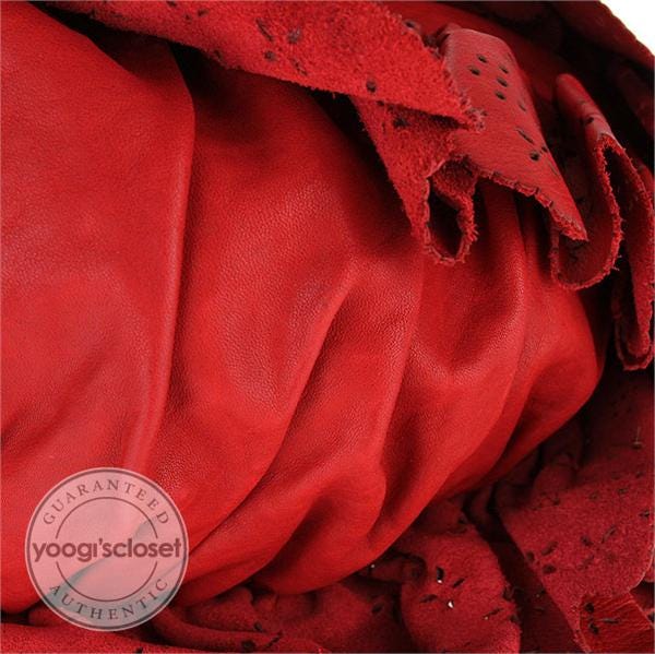 Christian Dior Red Leather Large Gypsy Ruffle Bag | Yoogi's Closet