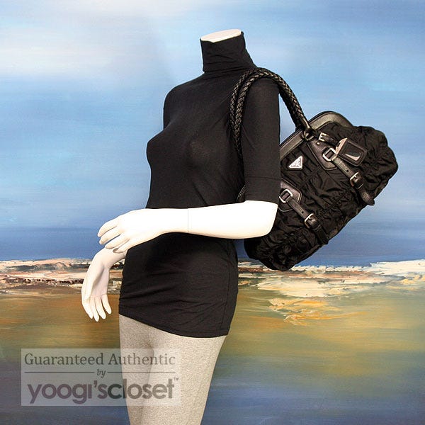 Prada Tessuto Nylon Gauffre Ruched Shoulder Bag at Jill's Consignment