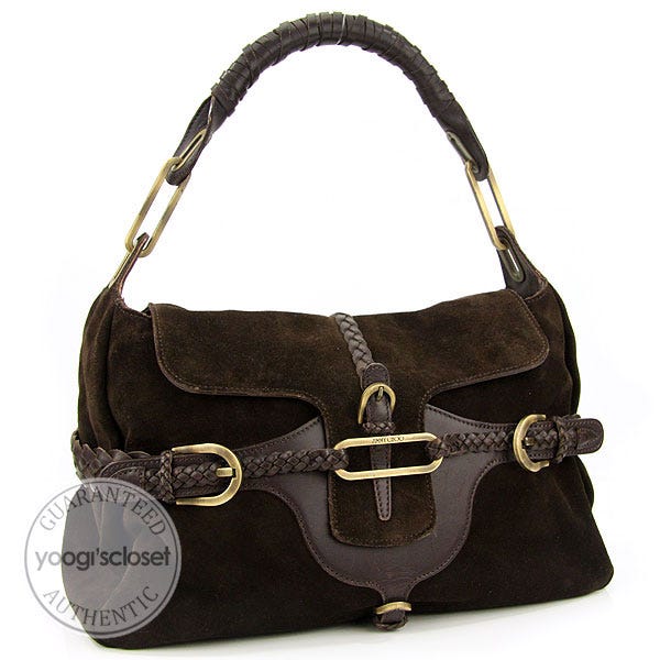 Jimmy Choo Chocolate Suede Tulita Hobo Bag