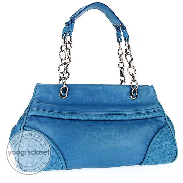 Bottega Veneta Arctic Blue Woven Leather Shopper Bag