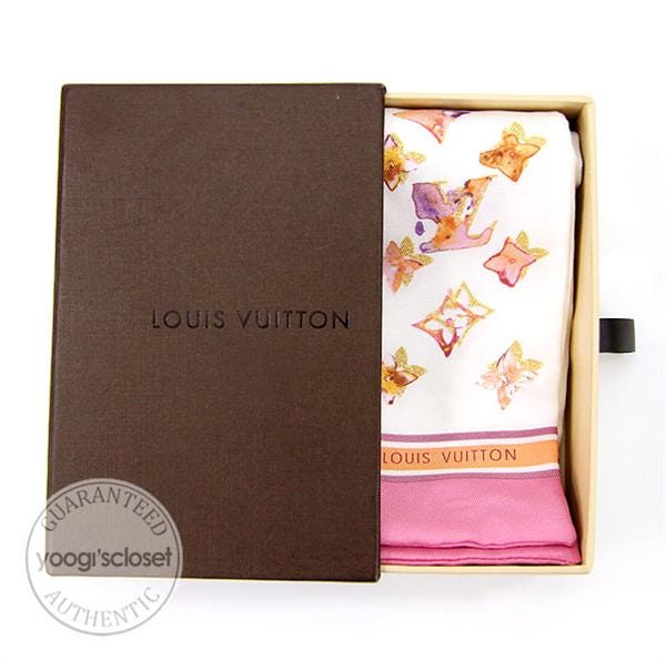 Louis Vuitton Pink Silk Printed Splash Bandeau Scarf - Yoogi's Closet