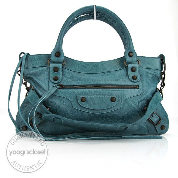 Balenciaga Blue India Chevre Leather First Motorcycle Bag