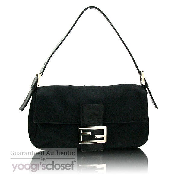 Fendi Black Satin Baguette Bag