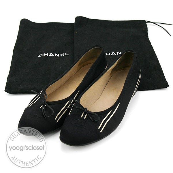 Chanel Black Ballet Flats size 9.5 - Yoogi's Closet