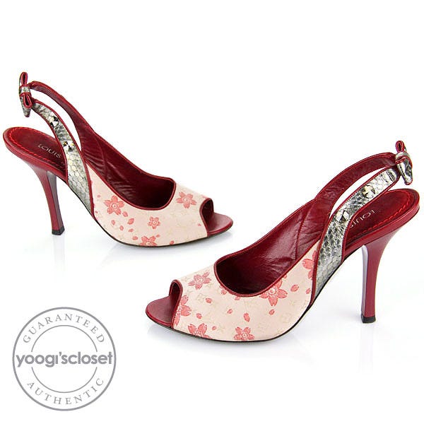 Louis Vuitton Cherry Blossom Slingback Peep-Toe Sandals Size 7