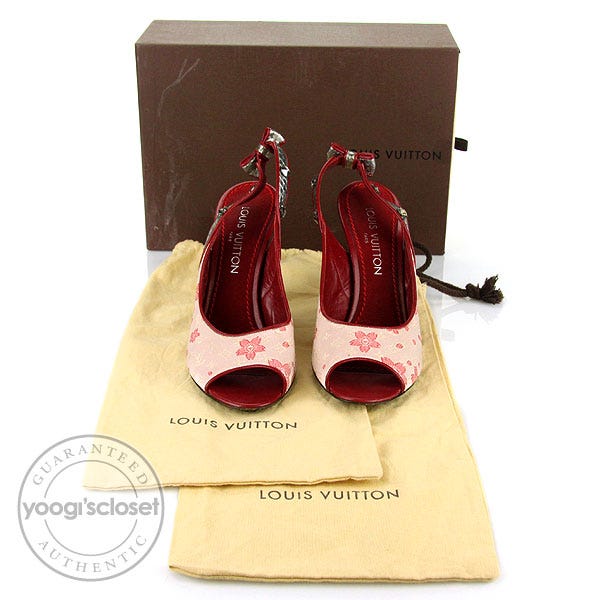 Louis Vuitton Cherry Blossom Slingback Peep-Toe Sandals Size Louis Vuitton Cherry Blossom Slingback Peep-Toe Sandals Size