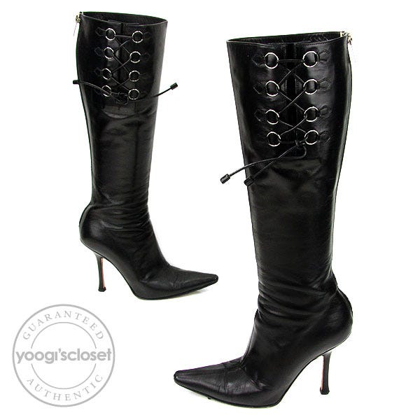Jimmy Choo Black Leather Sicily Boots Size 6