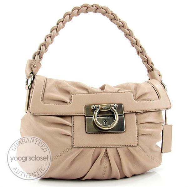 Salvatorre Ferragamo Bisque Nappa Leather Satchel Bag