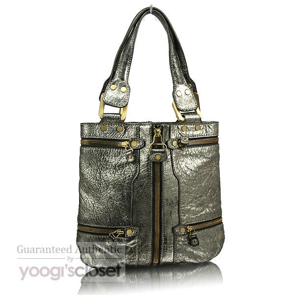 Jimmy Choo Metallic Gold Mona Tote Bag