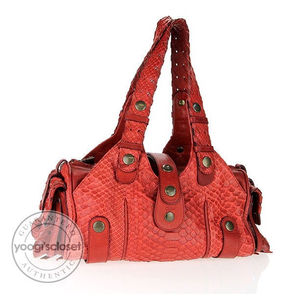 Chloe Grenat Python Small Silverado Bag