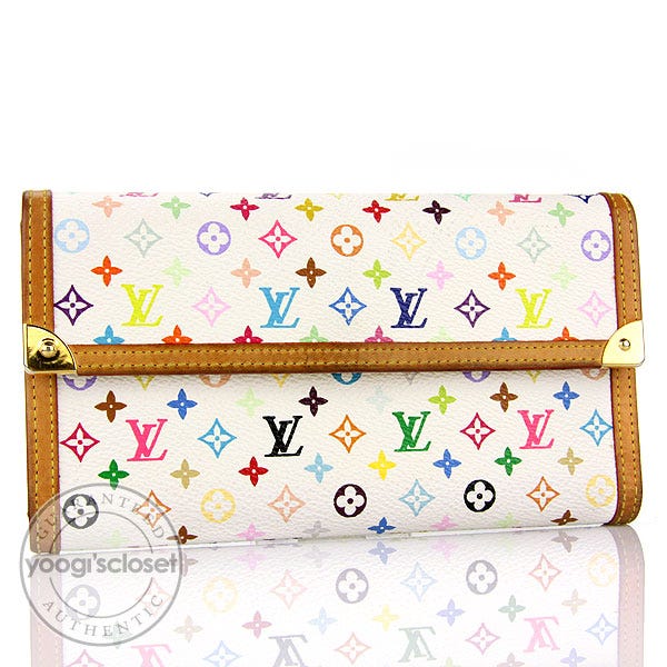 Louis Vuitton White Multicolore Monogram Porte Tresor Wallet